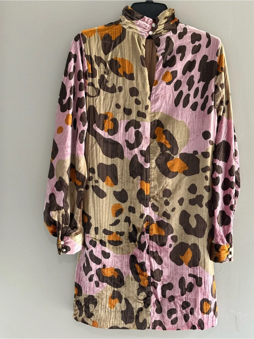 Anthropologie Multicolor Leopard-Print High-Neck Mini Dress - Picture 5 of 12